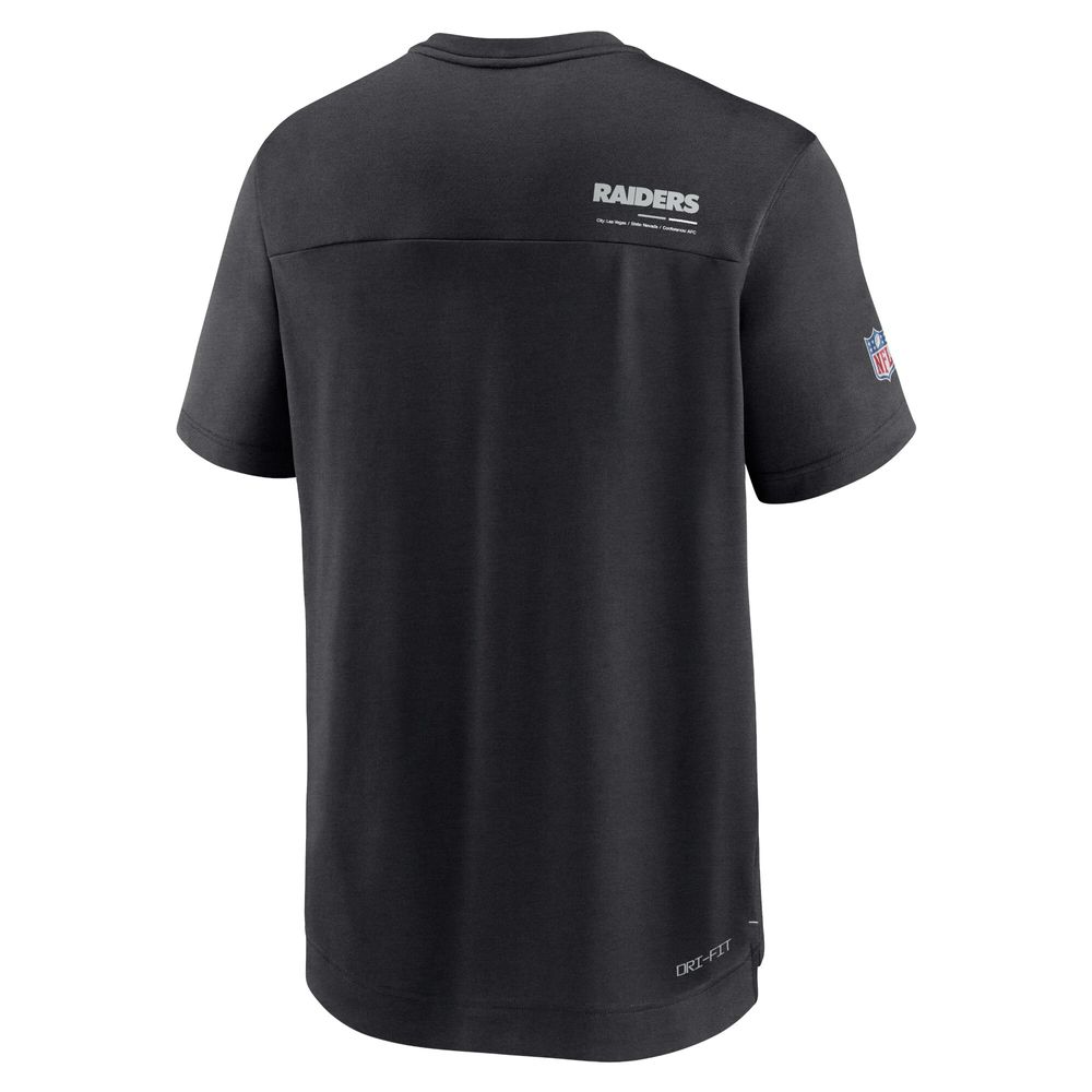 Men's Nike Black Las Vegas Raiders Sideline Coach Chevron Lock Up Logo V-Neck Performance T-Shirt