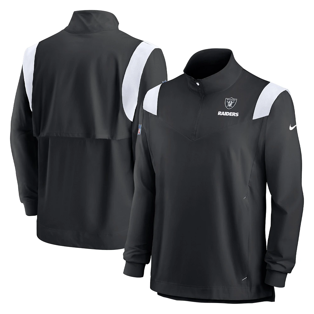 Haut à manches longues et fermeture Éclair quart de finale Nike Las Vegas Raiders Sideline Coach Chevron Lockup pour homme – Noir