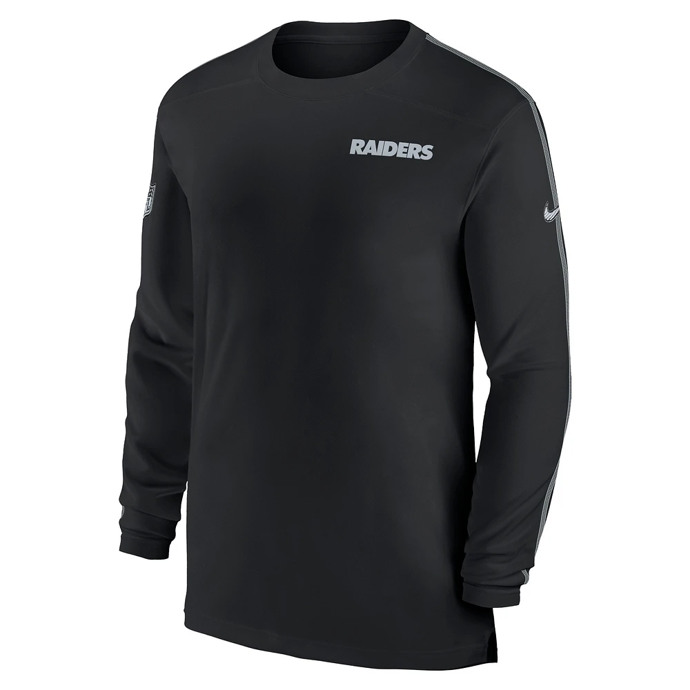 Men's Nike Black Las Vegas Raiders Sideline Coach UV Performance Long Sleeve T-Shirt