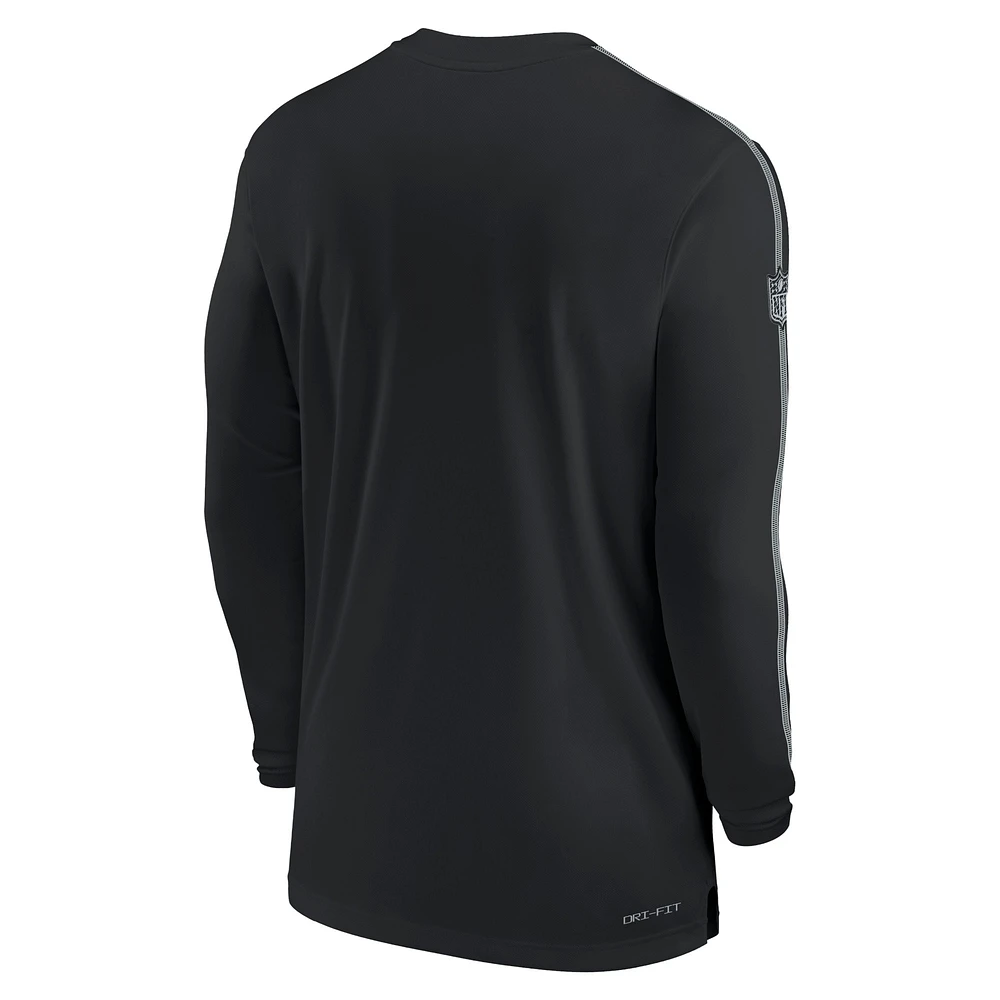 Men's Nike Black Las Vegas Raiders Sideline Coach UV Performance Long Sleeve T-Shirt