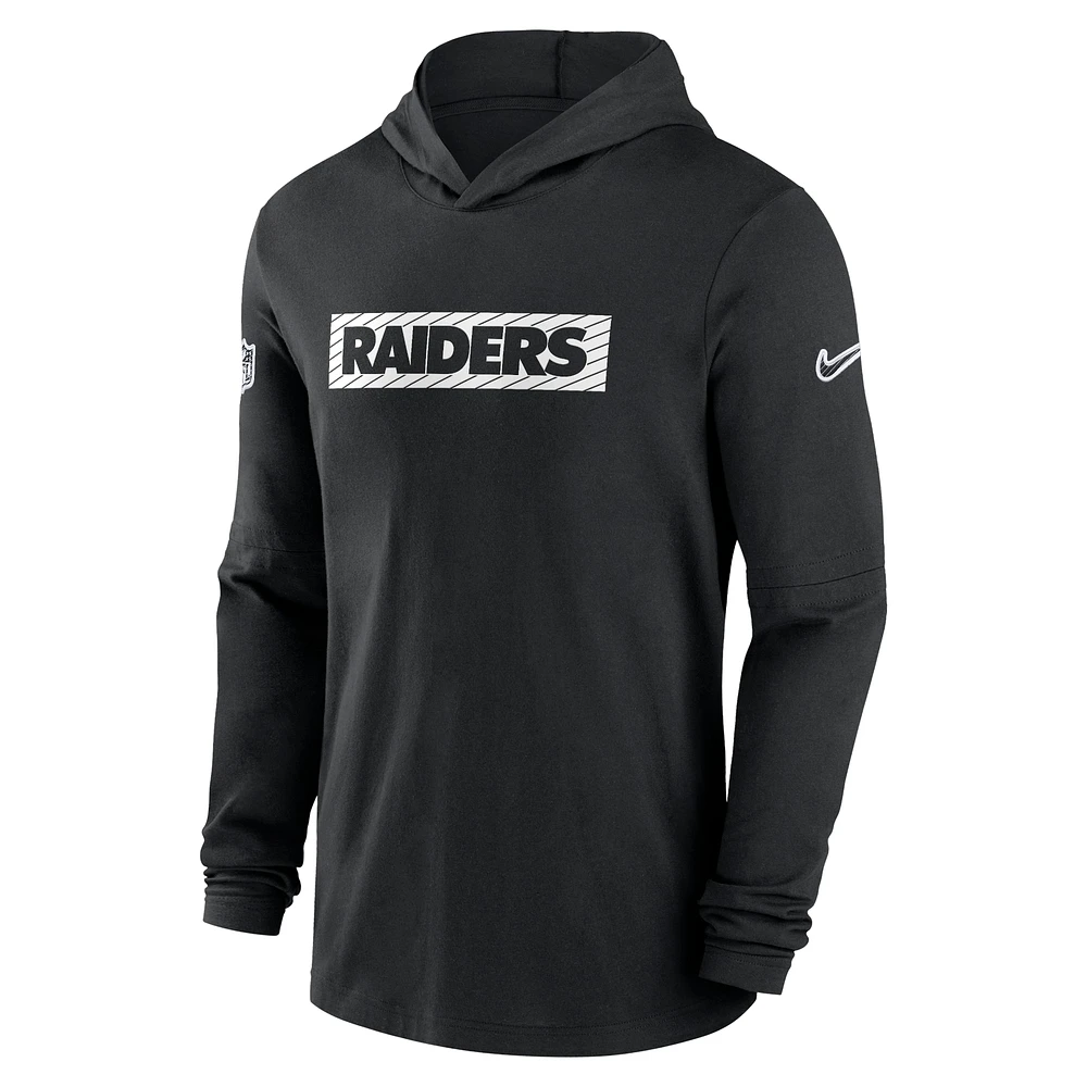 T-shirt à capuche Performance manches longues Nike Las Vegas Raiders Sideline pour homme, noir