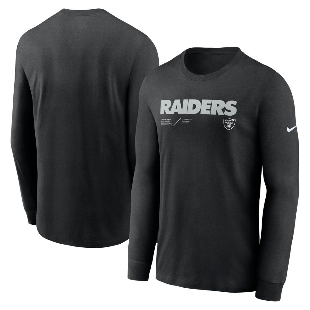 Men's Nike Black Las Vegas Raiders Sideline Infograph Lock Up Performance Long Sleeve T-Shirt