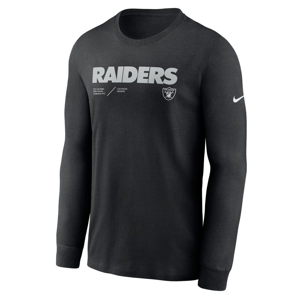 Men's Nike Black Las Vegas Raiders Sideline Infograph Lock Up Performance Long Sleeve T-Shirt