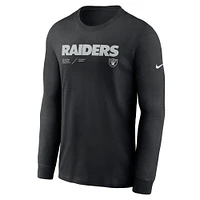 T-shirt à manches longues Nike Las Vegas Raiders Sideline Infograph Lock Up Performance pour homme – Noir