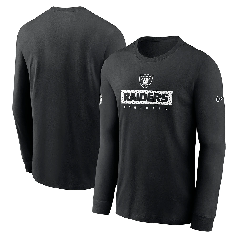 T-shirt à manches longues Nike Las Vegas Raiders Sideline Performance pour homme, noir