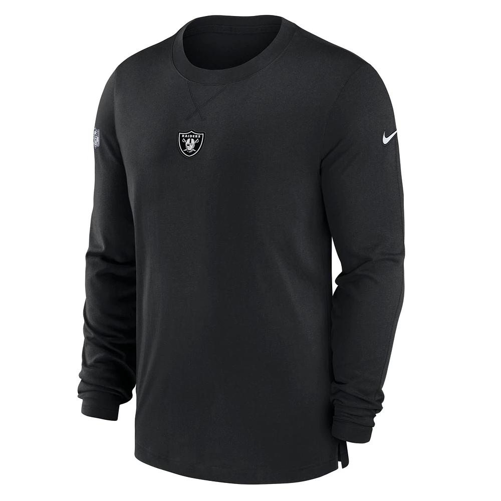 T-shirt à manches longues Nike Las Vegas Raiders Sideline Performance pour homme, noir