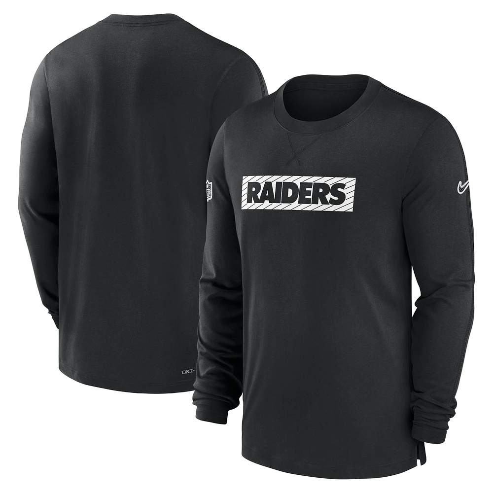 T-shirt à manches longues Nike Las Vegas Raiders Sideline Player Performance pour homme, noir