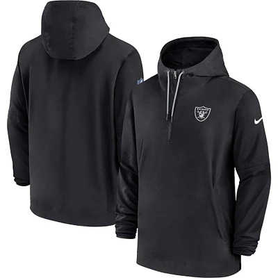 Blouson à glissière quart de joueur Nike Las Vegas Raiders Sideline pour homme, noir