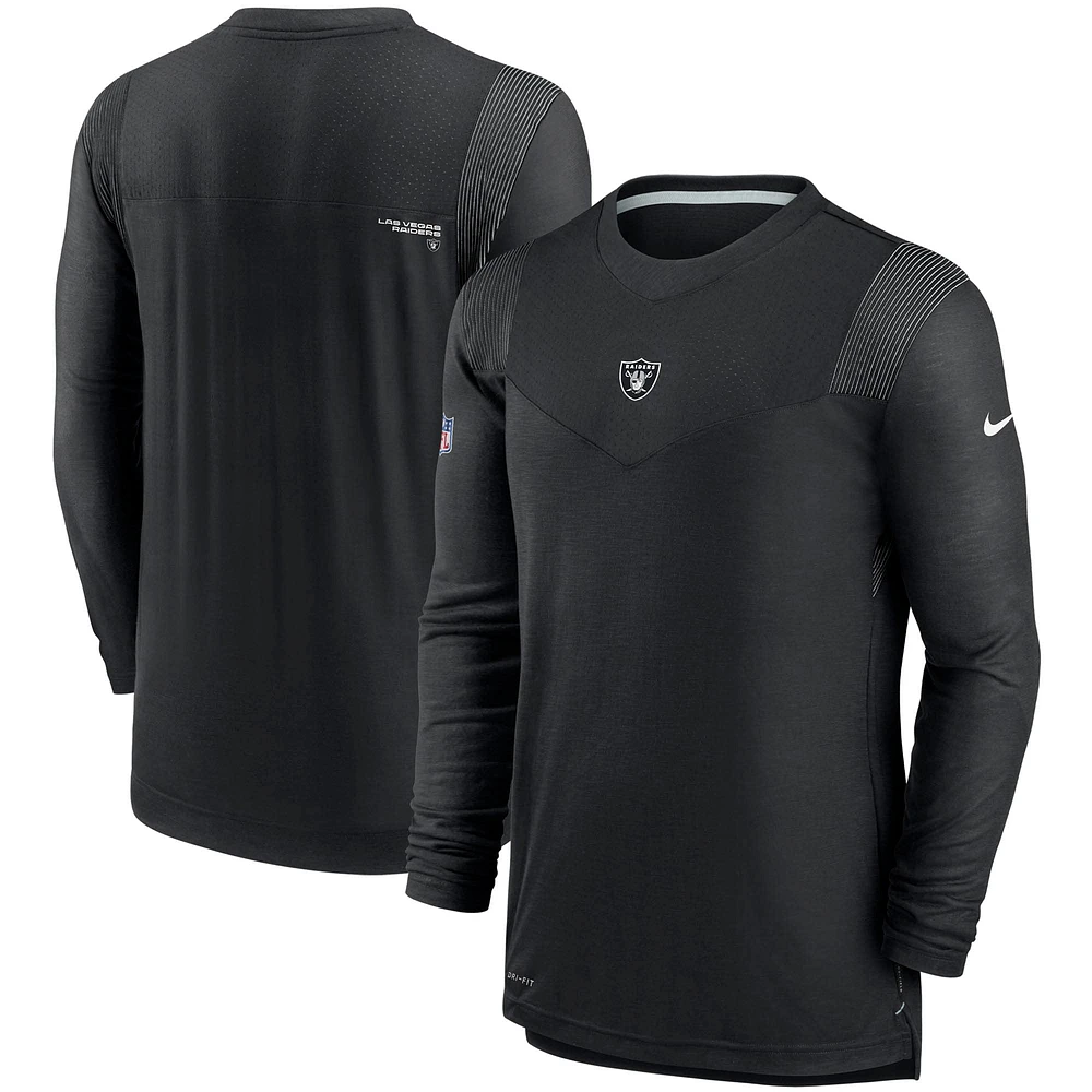 T-shirt à manches longues Nike Las Vegas Raiders Sideline Player UV Performance pour homme - Noir