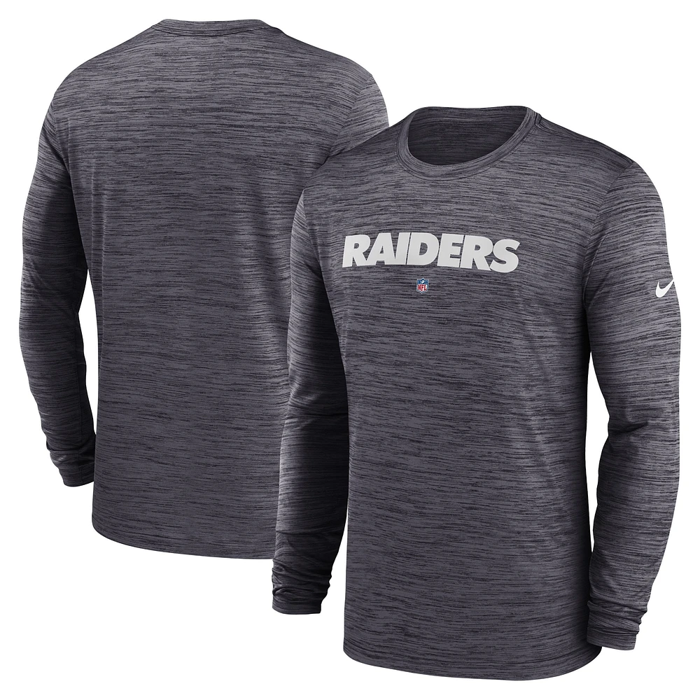 T-shirt à manches longues Nike Las Vegas Raiders Sideline Team Velocity Performance pour homme, noir