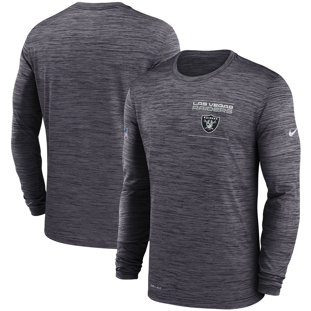 T-shirt à manches longues Nike Las Vegas Raiders Sideline Velocity Legend Performance pour homme, noir