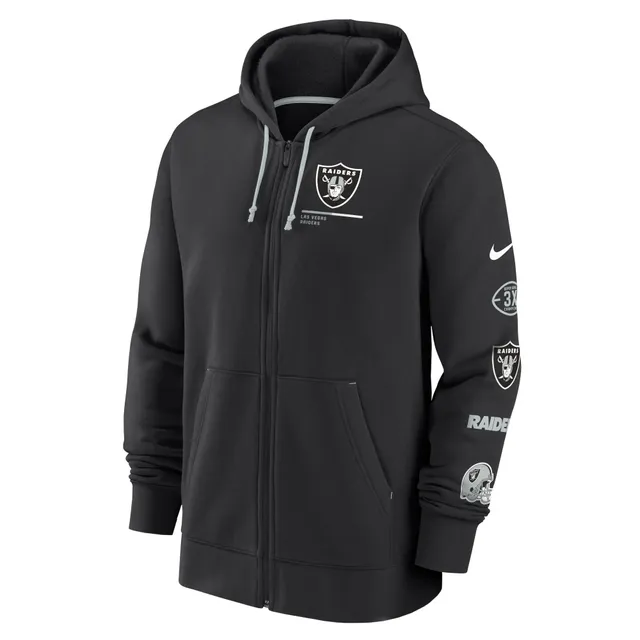 Lids Las Vegas Raiders Nike Raglan 3/4-Sleeve Pullover Hoodie - Heather  Gray/Heather Black