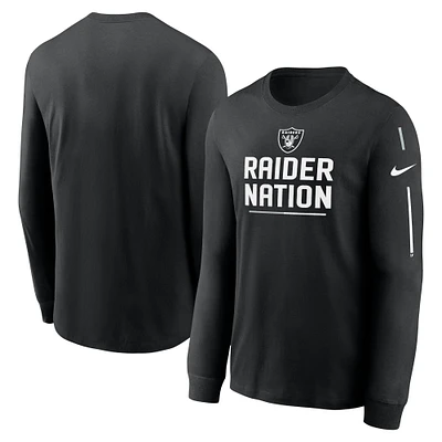 T-shirt à manches longues Nike Las Vegas Raiders Team pour homme avec slogan noir