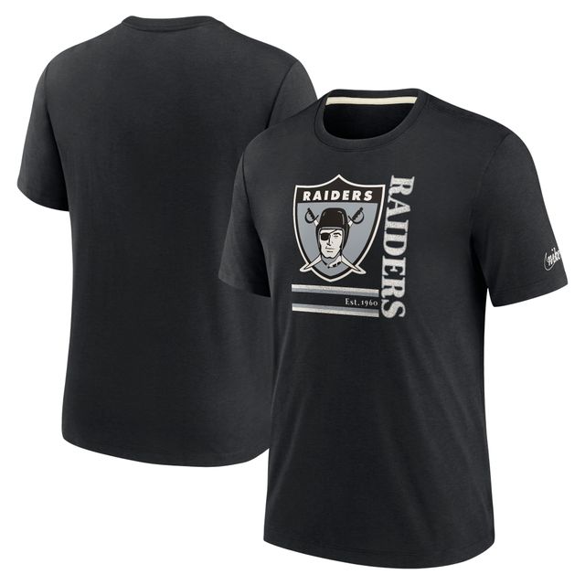 T-shirt à trois mélanges Nike Las Vegas Raiders Wordmark Logo noir pour homme