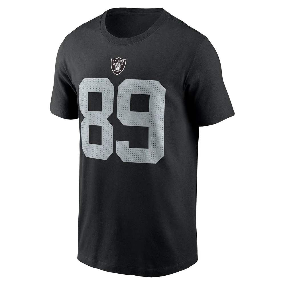 T-shirt Nike Brock Bowers pour homme avec nom et numéro des Las Vegas Raiders noir