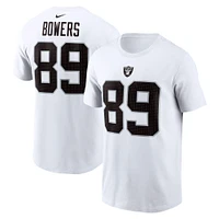 T-shirt Nike Brock Bowers pour homme avec nom et numéro des Las Vegas Raiders blanc