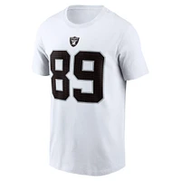 T-shirt Nike Brock Bowers pour homme avec nom et numéro des Las Vegas Raiders blanc