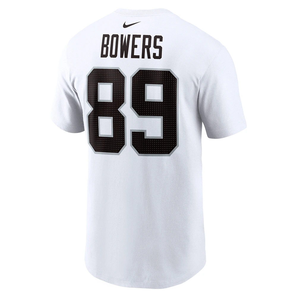 T-shirt Nike Brock Bowers pour homme avec nom et numéro des Las Vegas Raiders blanc