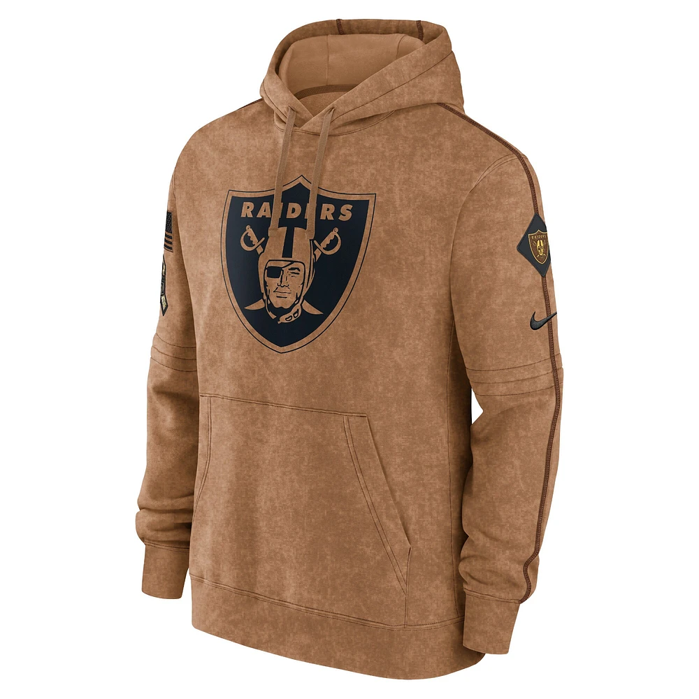 Sweat à capuche Nike marron Las Vegas Raiders 2023 Salute To Service pour homme