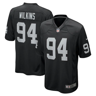 Maillot de match Nike Christian Wilkins noir pour homme des Las Vegas Raiders