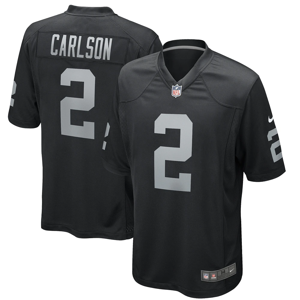 Maillot Nike Daniel Carlson pour homme, noir, joueur de jeu des Las Vegas Raiders