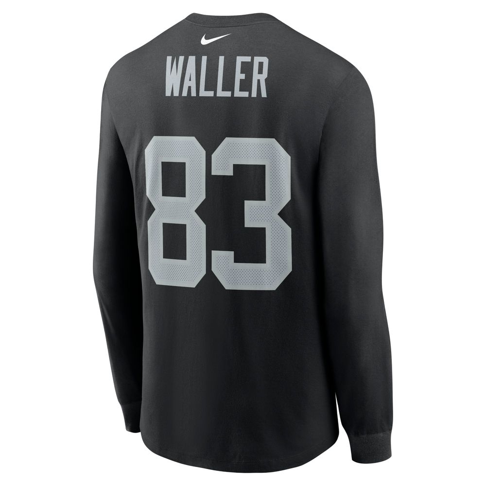 Men's Nike Darren Waller Black Las Vegas Raiders Player Name & Number Long Sleeve T-Shirt