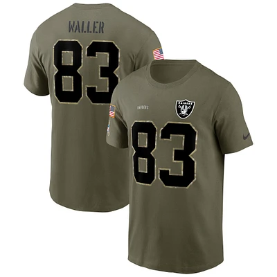 T-shirt Nike pour homme avec nom et numéro Salute To Service de Darren Waller, olive, Las Vegas Raiders