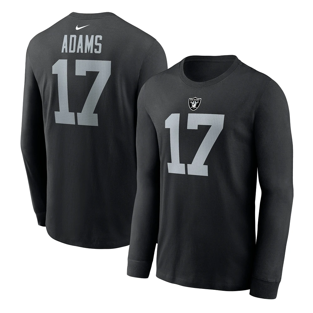 T-shirt à manches longues Nike Davante Adams pour homme, noir, Las Vegas Raiders, nom et numéro du joueur