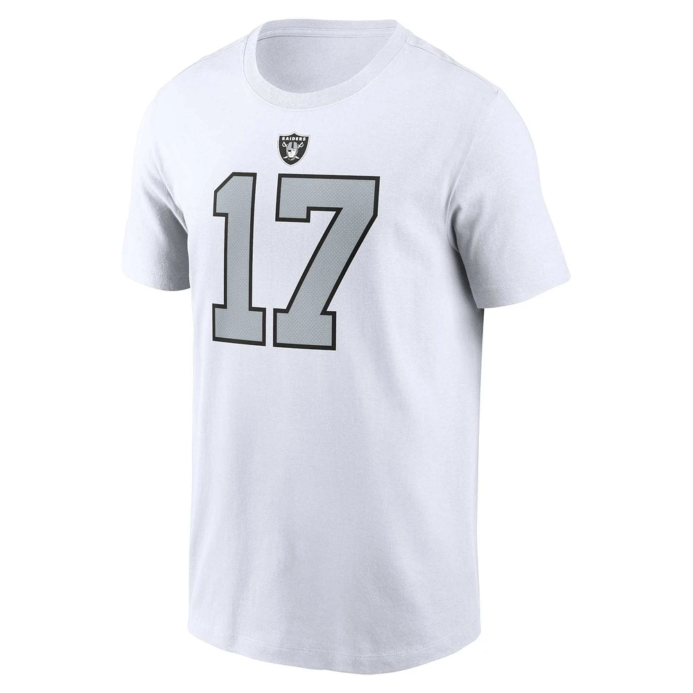 T-shirt Nike Davante Adams pour homme, blanc, nom et numéro du joueur des Las Vegas Raiders