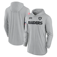 T-shirt à capuche léger manches longues Nike Silver Las Vegas Raiders 2024 Salute to Service Dri-Fit pour homme