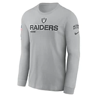 Men's Nike Gray Las Vegas Raiders 2024 Salute To Service Long Sleeve T-Shirt