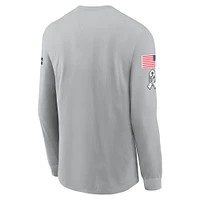 Men's Nike Gray Las Vegas Raiders 2024 Salute To Service Long Sleeve T-Shirt