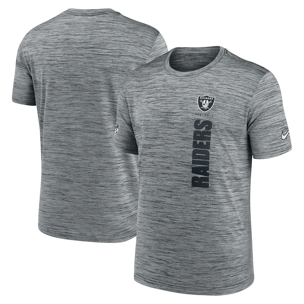 T-shirt Nike gris Las Vegas Raiders 2024 Sideline Velocity Performance pour homme