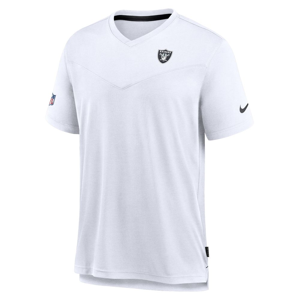 Men's Nike Gray Las Vegas Raiders Sideline Coach Chevron Lock Up Logo V-Neck Performance T-Shirt