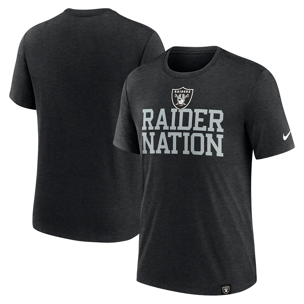 T-shirt tri-mélange Nike Heather Black Las Vegas Raiders Blitz pour homme