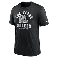 T-shirt Nike Heather Black Tri-Blend pour homme avec casque des Las Vegas Raiders