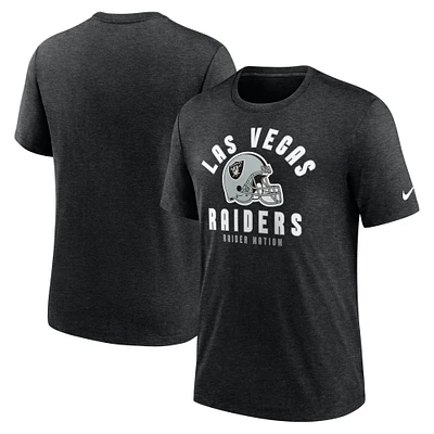 T-shirt Nike Heather Black Tri-Blend pour homme avec casque des Las Vegas Raiders