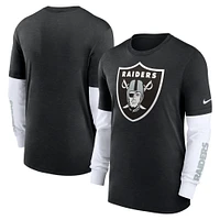 T-shirt à manches longues Nike Heather Black Las Vegas Raiders Slub Fashion pour homme