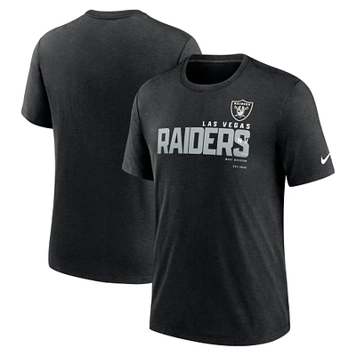 T-shirt Nike Las Vegas Raiders Team triple mélange noir chiné pour homme