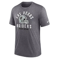 Men's Nike Heather Charcoal Las Vegas Raiders Helmet Tri-Blend T-Shirt