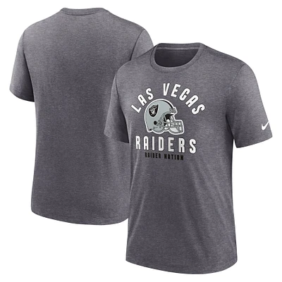 T-shirt Nike Heather Charcoal Las Vegas Raiders Tri-Blend pour homme