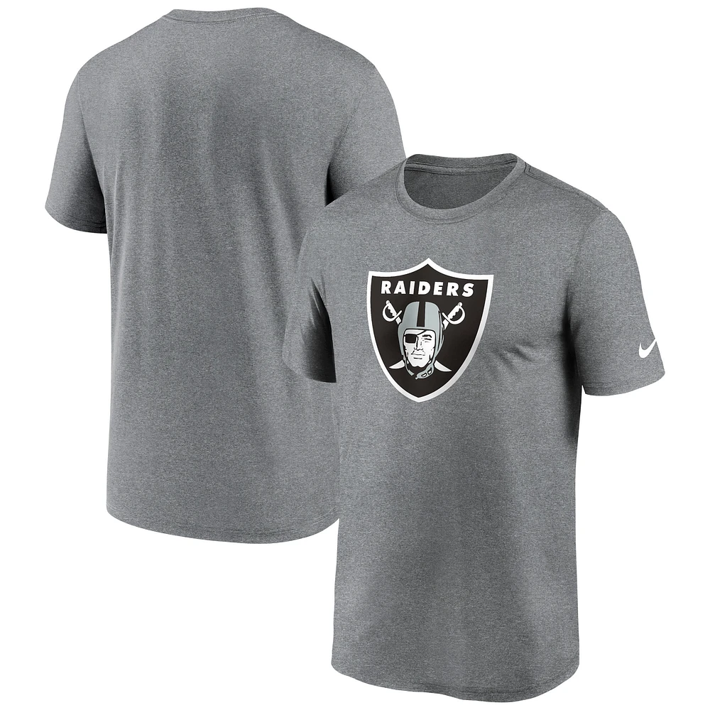 T-shirt de Performance Nike Heather Charcoal Las Vegas Raiders Legend Logo pour homme