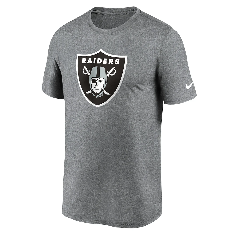 T-shirt de Performance Nike Heather Charcoal Las Vegas Raiders Legend Logo pour homme