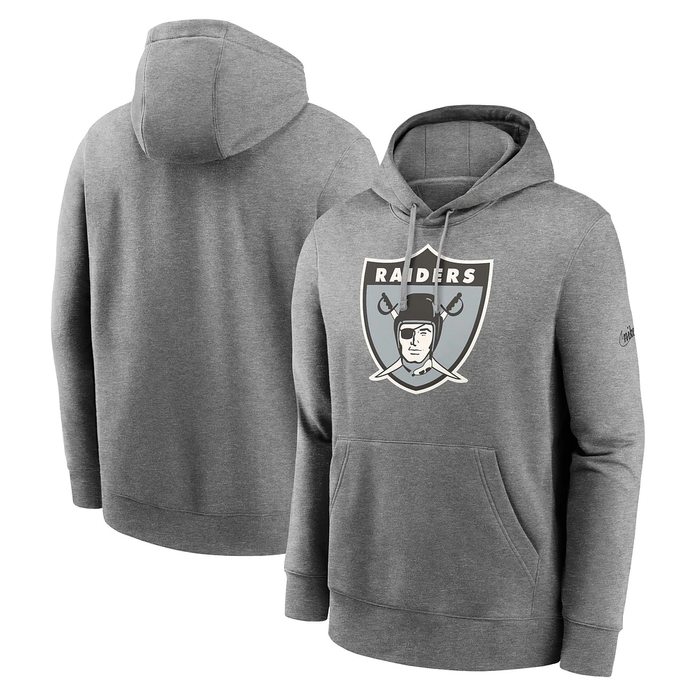 Men's Nike  Heather Charcoal Las Vegas Raiders Rewind Club Pullover Hoodie