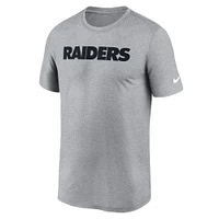 Men's Nike Heather Gray Las Vegas Raiders Primetime Legend Wordmark Performance T-Shirt