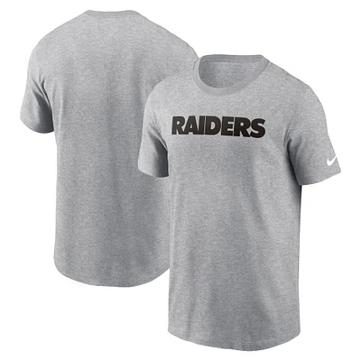 T-shirt essentiel Nike Heather Grey Las Vegas Raiders Primetime Wordmark pour hommes