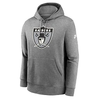 Men's Nike Heather Gray Las Vegas Raiders Rewind Club Logo Pullover Hoodie