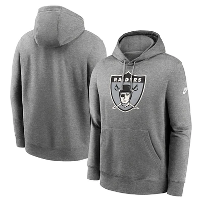 Men's Nike Heather Gray Las Vegas Raiders Rewind Club Logo Pullover Hoodie