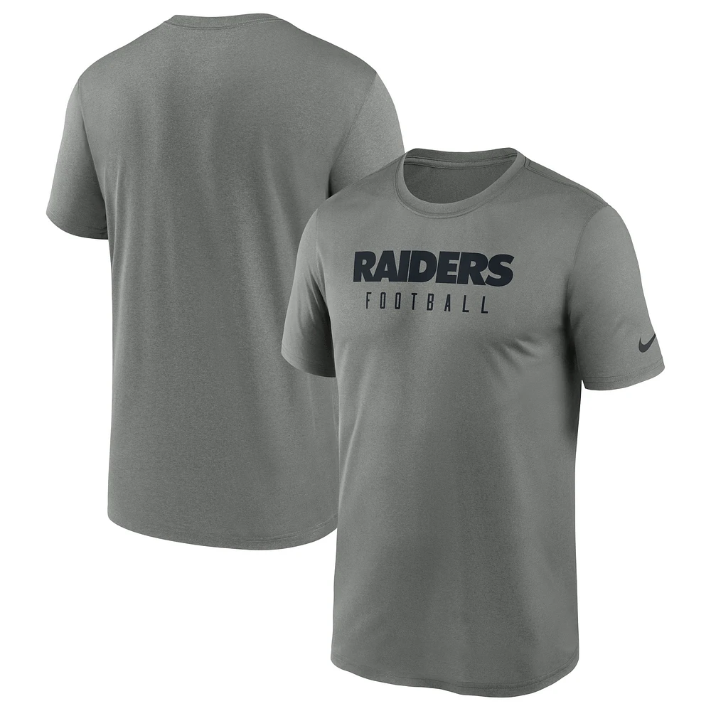 T-shirt de performance Nike Las Vegas Raiders Sideline Legend gris chiné pour homme