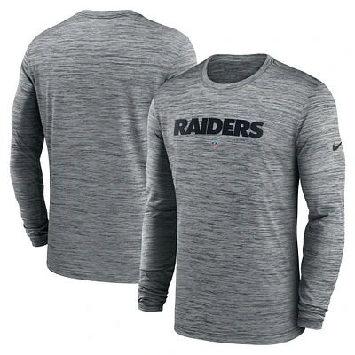 Men's Nike  Heather Gray Las Vegas Raiders Sideline Team Velocity Performance Long Sleeve T-Shirt